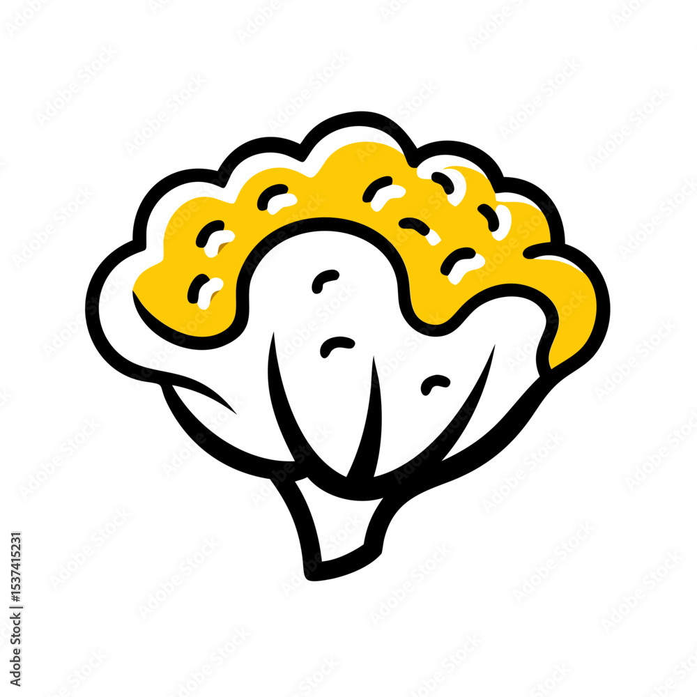Poster hand draw cauliflower icon on transparent background for web and graphic design