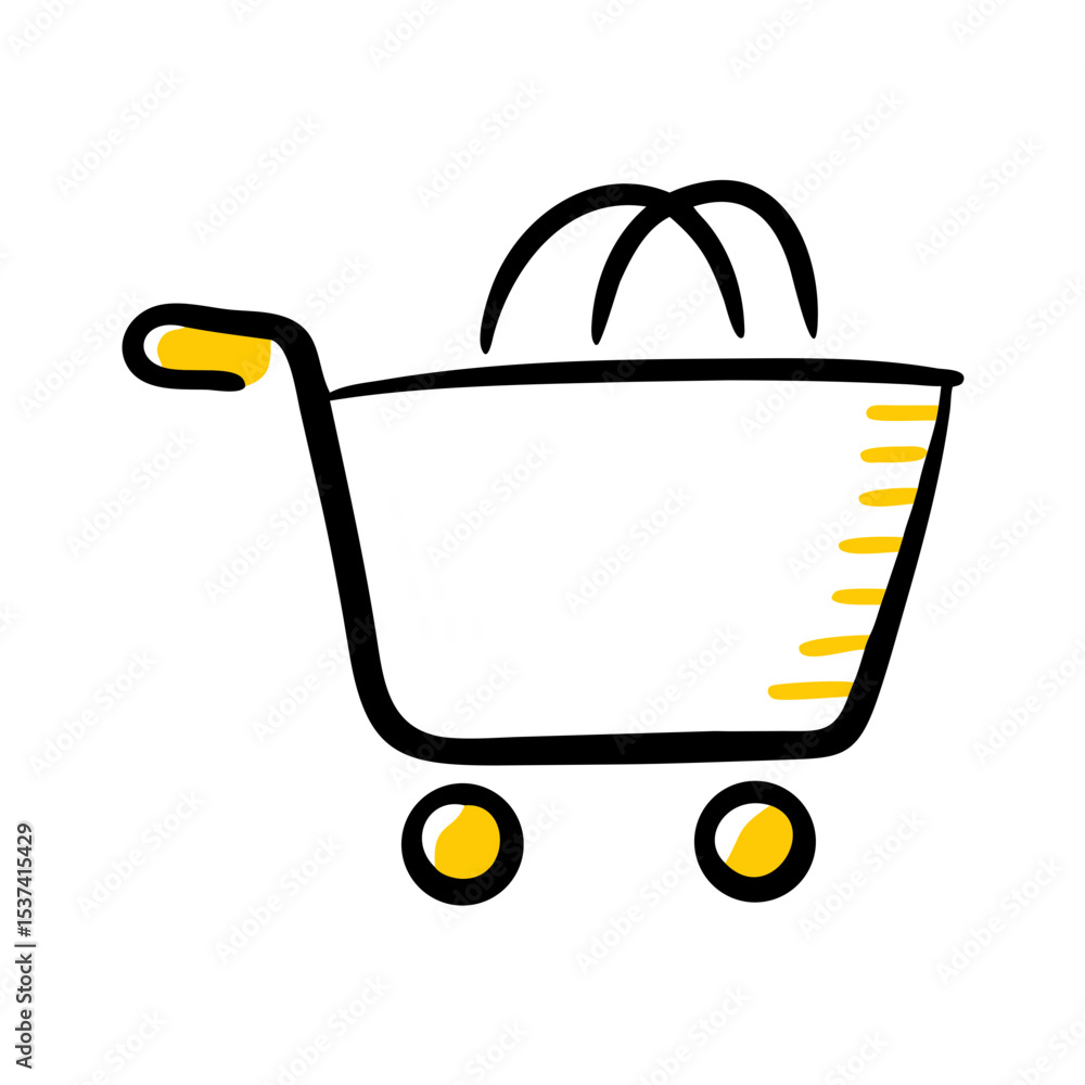 Poster hand draw checkout on transparent background for web and graphic design