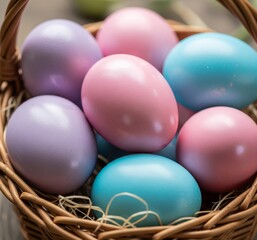 colorful easter eggs in a basket
