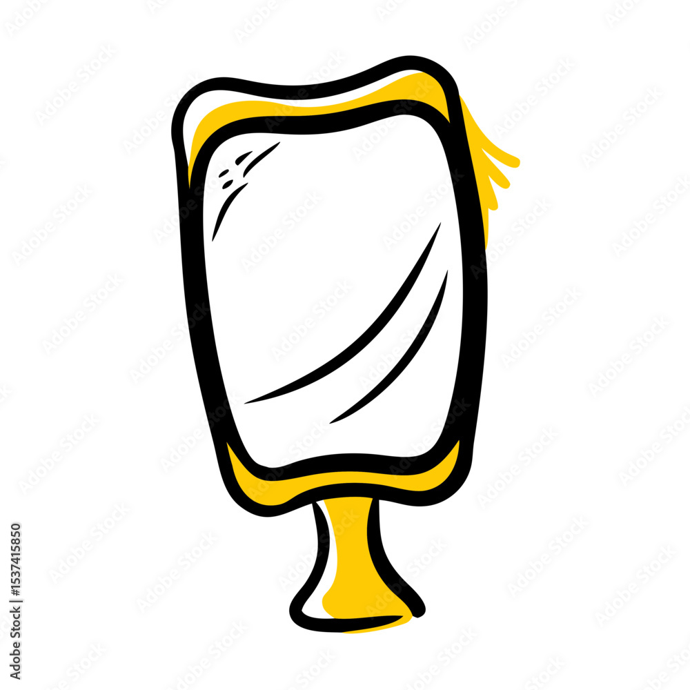 Poster hand draw clean mirror on transparent background for web and graphic design