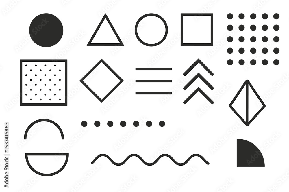 Aufkleber a large collection of abstract vector geometric shapes and modern design elements for use in illustr