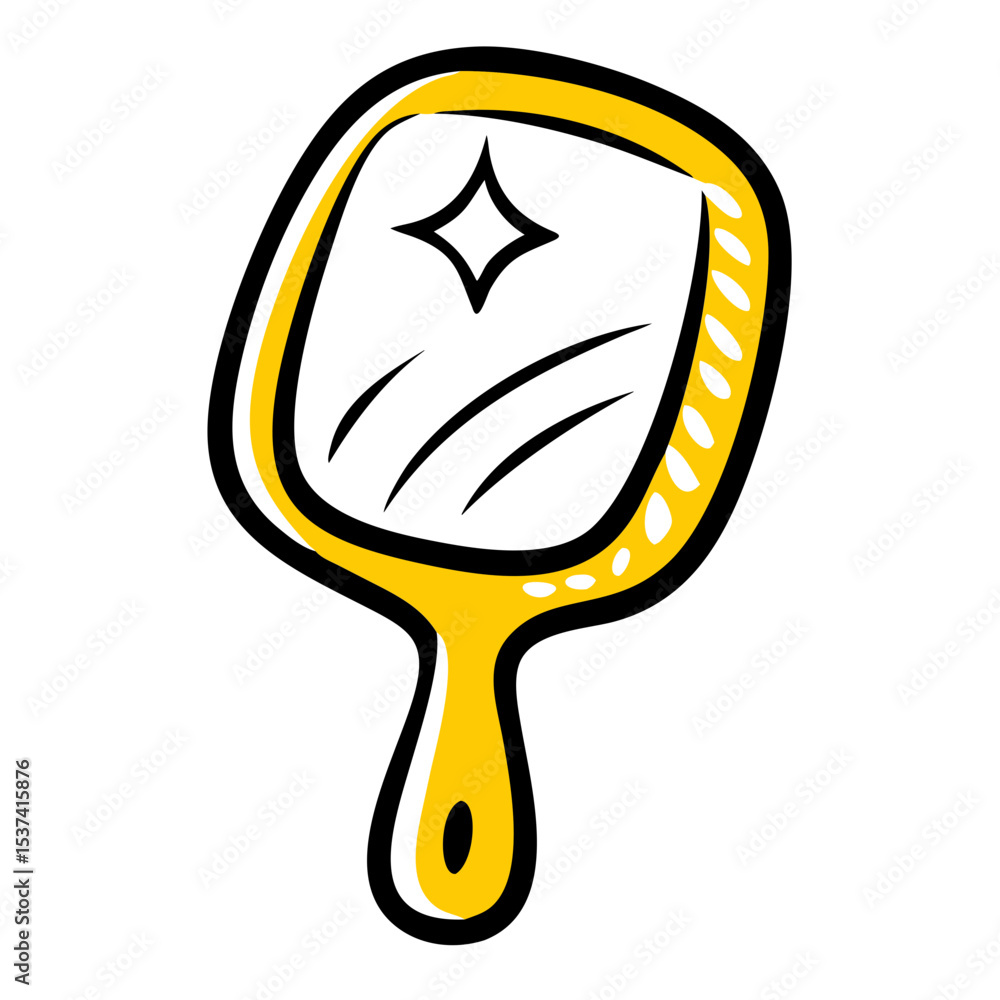 Poster hand draw clean mirror on transparent background for web and graphic design