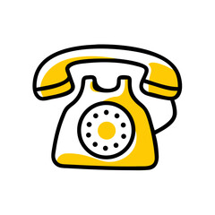 Hand Draw classic rotary phone on transparent background for web and graphic design