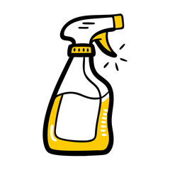 Hand Draw cleaning spray bottle on transparent background for web and graphic design