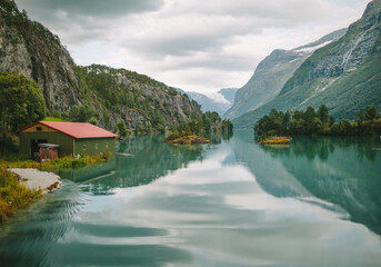 lake and mountains