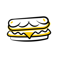 Hand Draw club sandwich icon on transparent background for web and graphic design