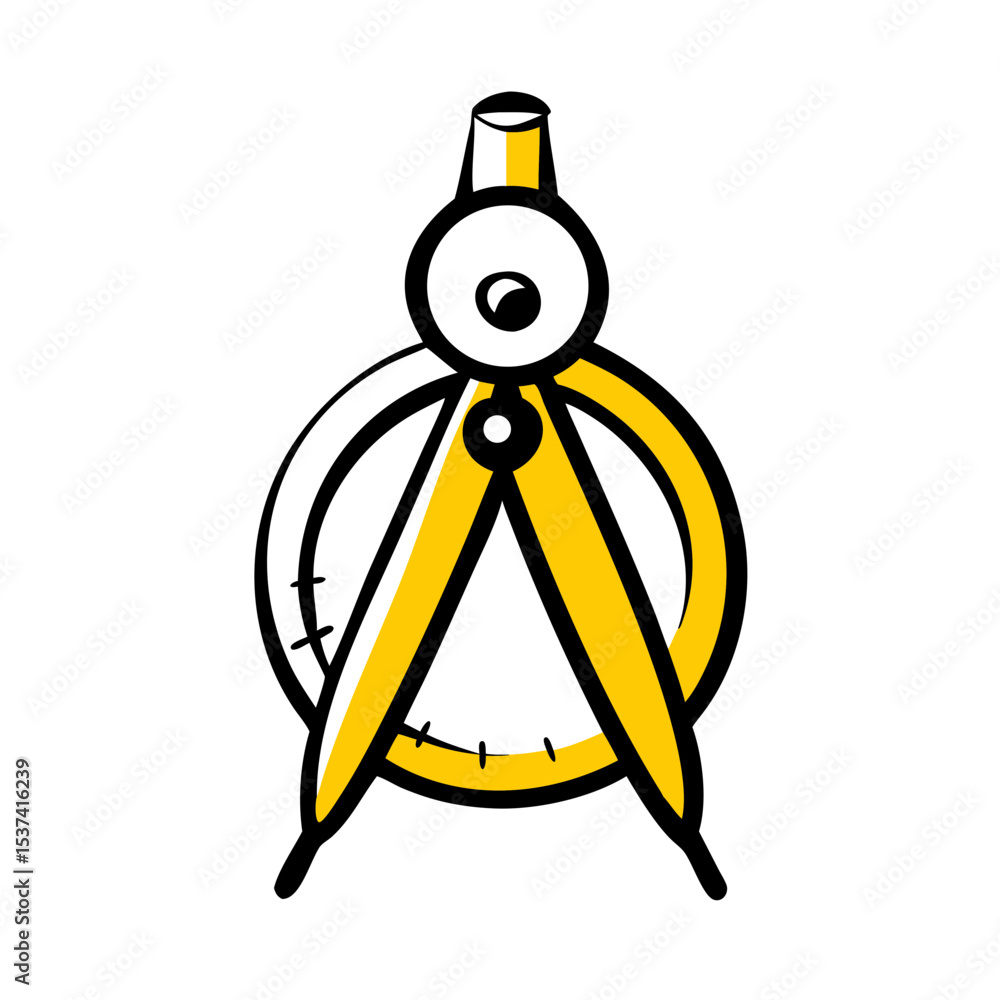 Poster hand draw compass icon on transparent background for web and graphic design