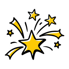 Hand Draw comic explosion with star tips icon on transparent background for web and graphic design