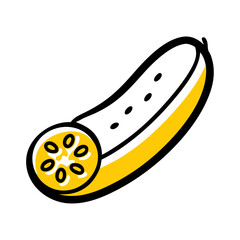 Hand Draw cucumber slice icon on transparent background for web and graphic design