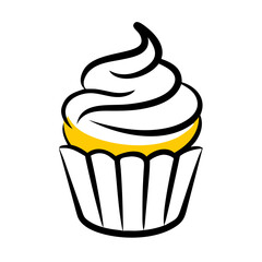 Hand Draw cupcake icon on transparent background for web and graphic design