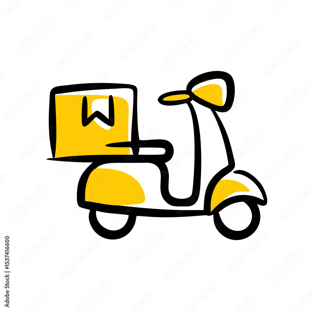 Poster hand draw delivery on transparent background for web and graphic design