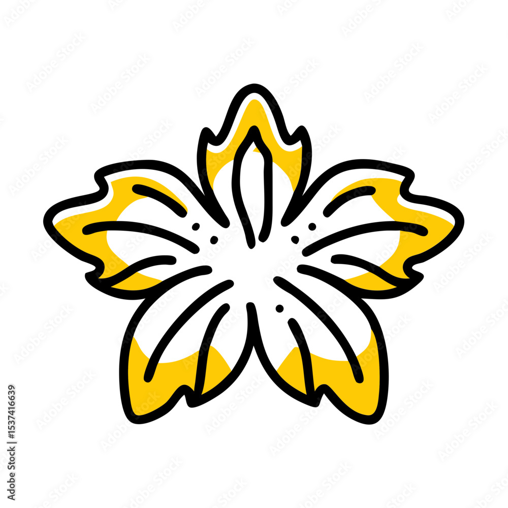 Poster hand draw dense soft edged floral shape icon on transparent background for web and graphic design