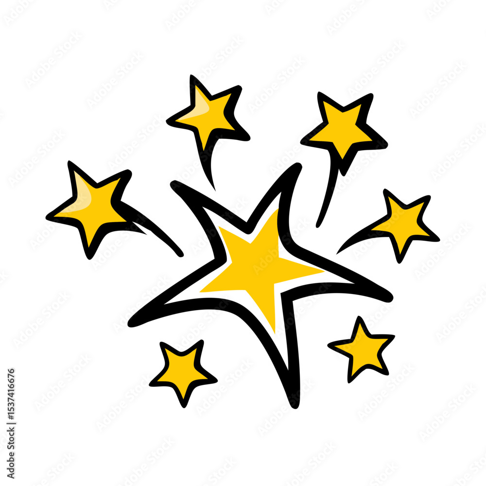 Poster hand draw dense starburst with short spikes icon on transparent background for web and graphic desig