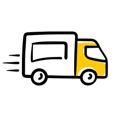 Fototapeta premium Hand Draw delivery truck icon on transparent background for web and graphic design