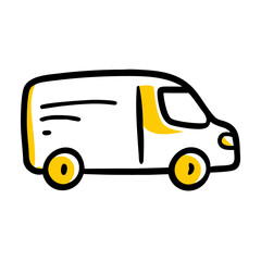Hand Draw delivery van icon on transparent background for web and graphic design