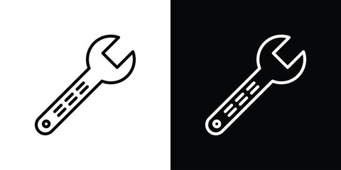 Wrench icon set in line.