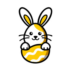 Hand Draw easter bunny icon on transparent background for web and graphic design