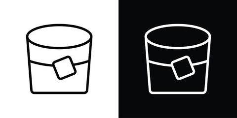Whiskey Glass icon set in line.