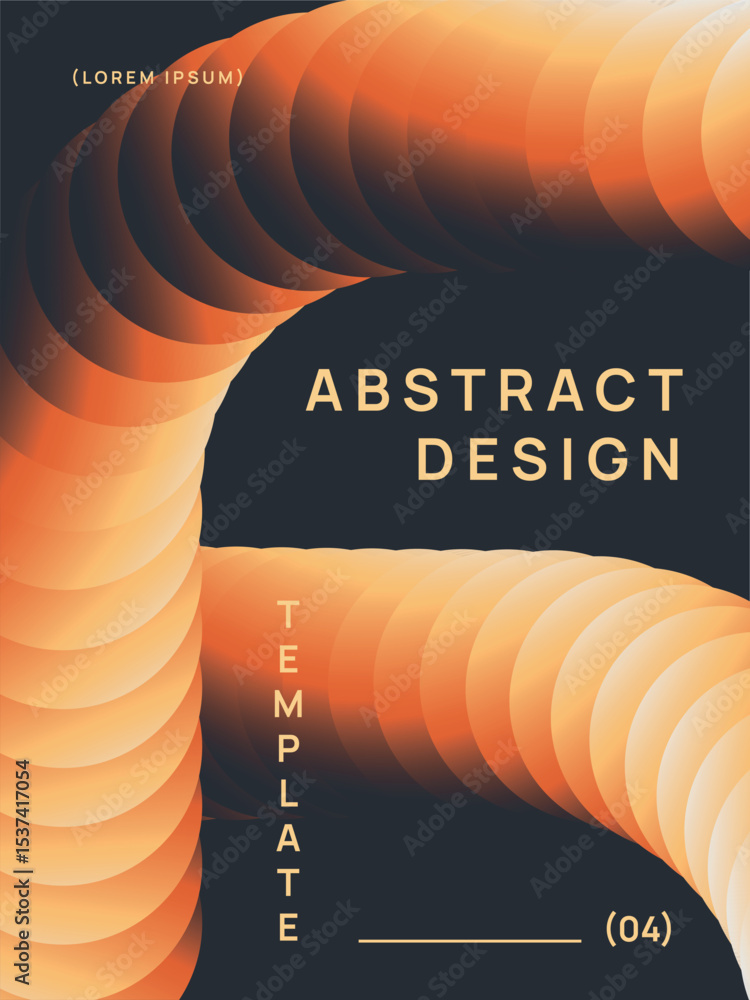 Aufkleber geometric abstract design featuring curved orange layered shapes on dark background, emphasizing mod