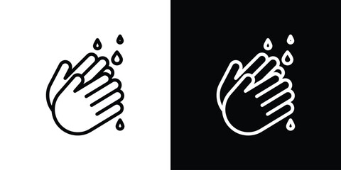 Wash your hands icon set in line.