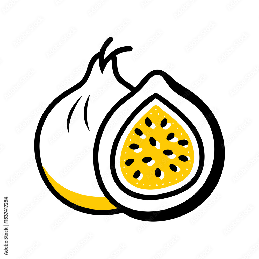 Poster hand draw pomegranate icon on transparent background for web and graphic design
