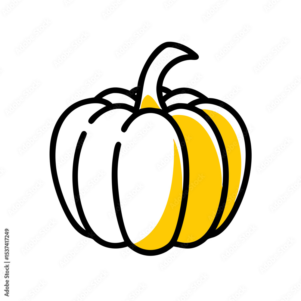 Poster hand draw pumpkin icon on transparent background for web and graphic design