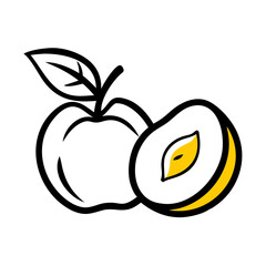 Hand Draw peach or nectarine icon on transparent background for web and graphic design