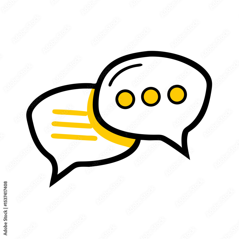 Poster hand draw speech bubbles icon on transparent background for web and graphic design
