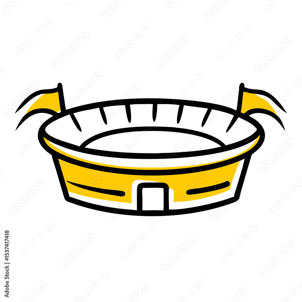 Poster hand draw stadium icon on transparent background for web and graphic design