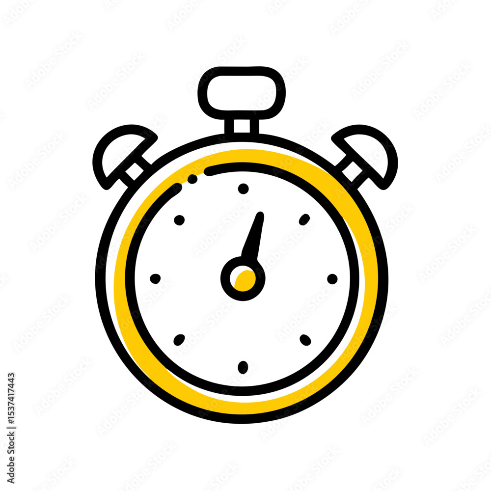 Poster hand draw stopwatch line icon on transparent background for web and graphic design