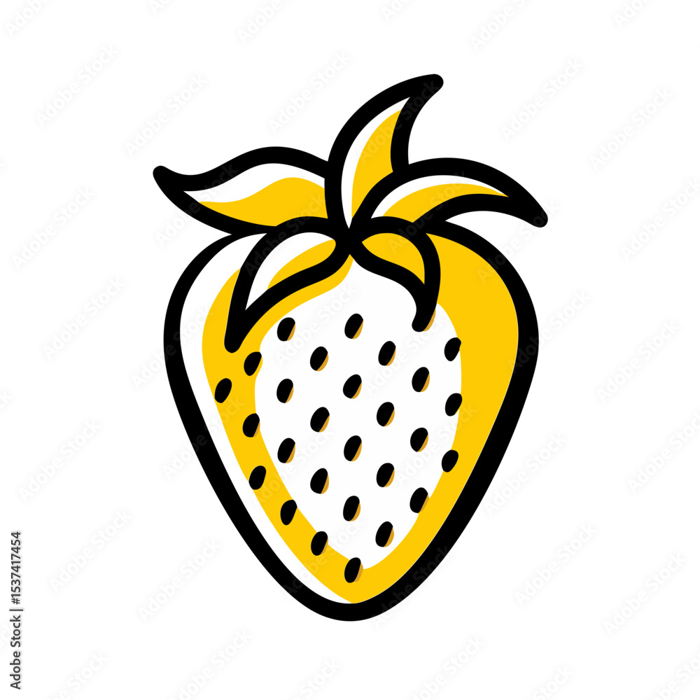Poster hand draw strawberry icon on transparent background for web and graphic design