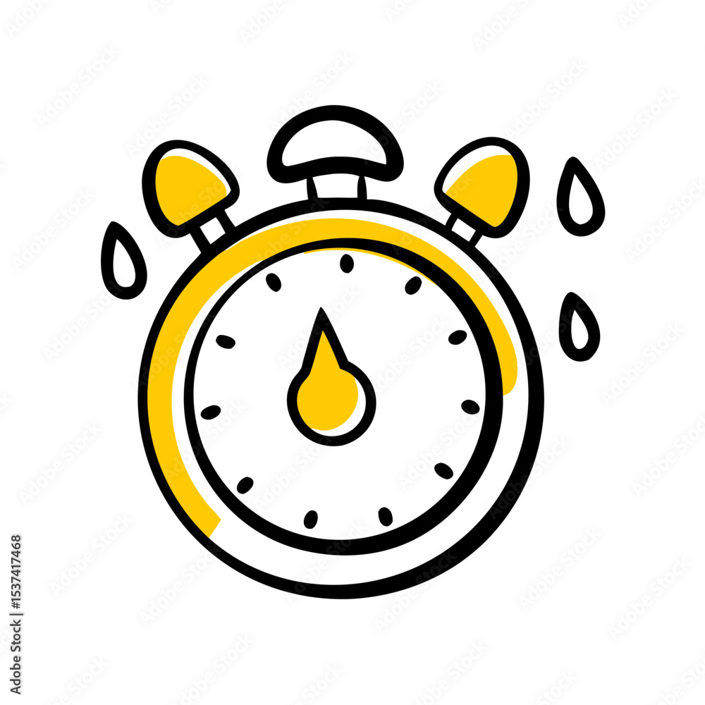 Poster hand draw sweating stopwatch icon on transparent background for web and graphic design