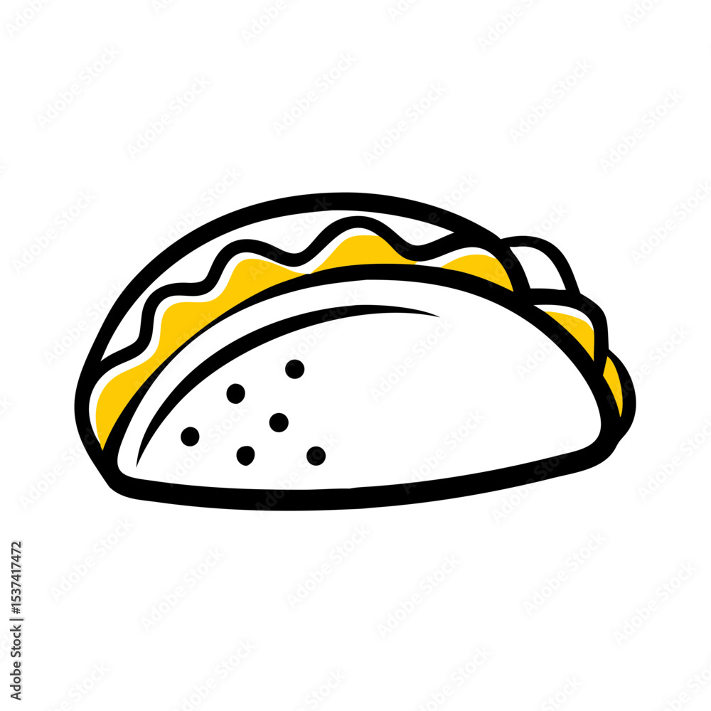 Poster hand draw taco icon on transparent background for web and graphic design