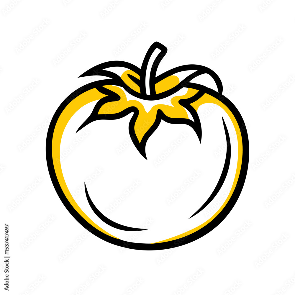 Poster hand draw tomato icon on transparent background for web and graphic design