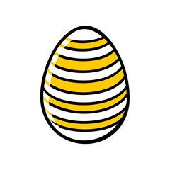 Hand Draw striped easter egg icon on transparent background for web and graphic design