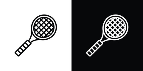 Racquet icon set in line.