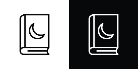 Quran book icon set in line.