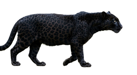 Side View Of Black Panther isolated on transparent background, PNG 