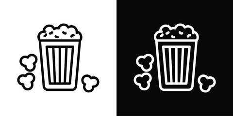 Popcorn icon set in line.