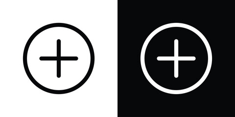 Fototapeta premium Plus icon set in line.