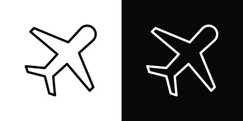 Plane icon set in line.