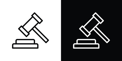 Gavel icon set in line.