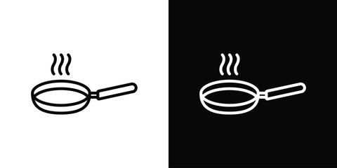 Frying pan icon set in line.