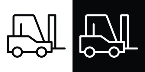 Forklift icon set in line.