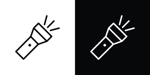 Flashlight icon set in line.
