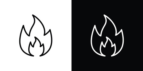 Flame icon set in line.