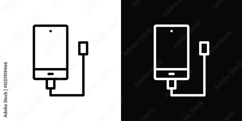 Poster external hard drive icon set in line.