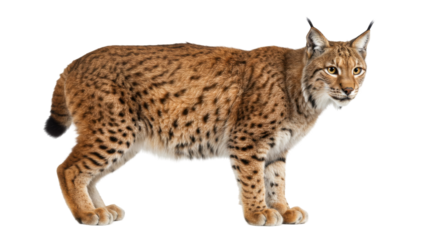 Wild Lynx isolated on transparent background,  Canada lynx, Iberian lynx, Eurasian lynx and the bobcat  isolated, PNG 