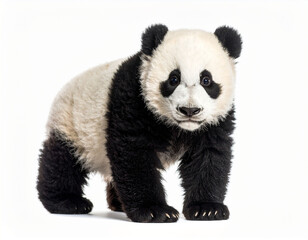Baby Panda Bear. Panda Cub. Wildlife Animals. Zoo Animals. Isolated White Background.