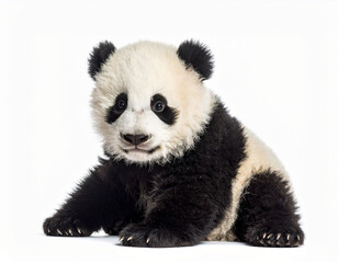 Obraz premium Baby Panda Bear. Panda Cub. Wildlife Animals. Zoo Animals. Isolated White Background.